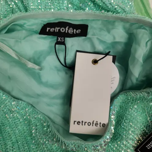 Retrofete Ella Sequin Dress in Blue/Green Size XS One Shoulder NWT Blue