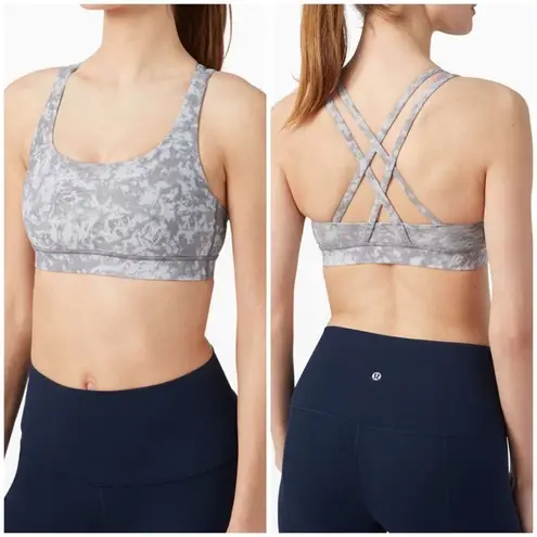 Lululemon  Energy Silver Grey Geometric Strappy Sportsbra