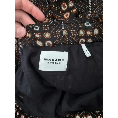 Isabel Marant Etoile Diya Tiered Maxi Skirt Size 12 Black Brown Printed