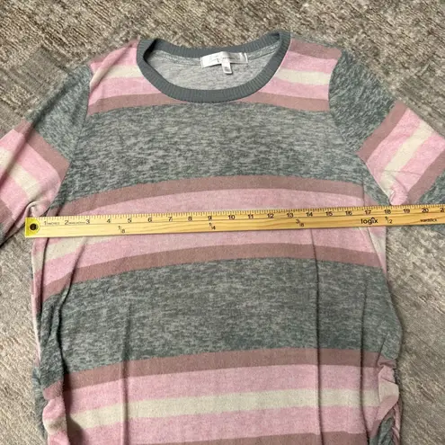 Two Beautiful Maternity Gray and Pink Striped Long Sleeve Ruched Sweater Size XL