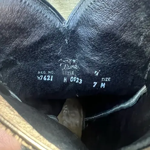 Tony Lama Vintage Black Point Toe Ladies Cowgirl Western Witch Boots H0523 7M