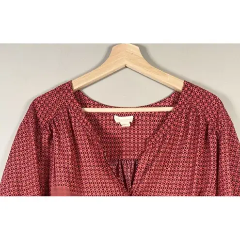 Lucy & Laurel Tunic Top 3X Womans Blouse Red Navy Fisherman Roll Tab Sleeve - Image 2