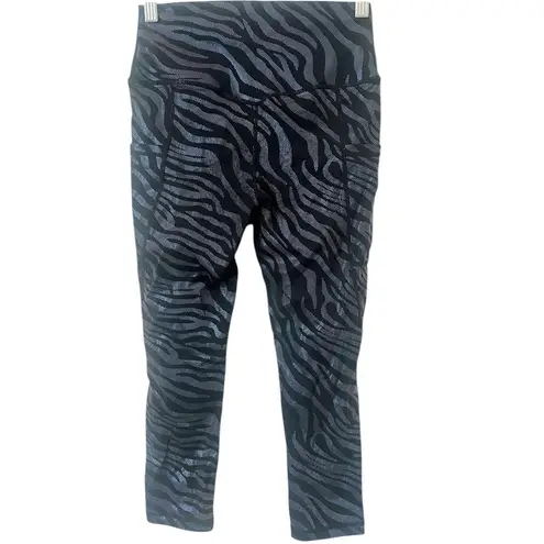CVG Iridescent Zebra Print Black Leggings With Side Pockets Size Small - Image 2