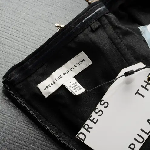 Dress the Population - Viviana Strapless Sequin Fringe Midi Dress