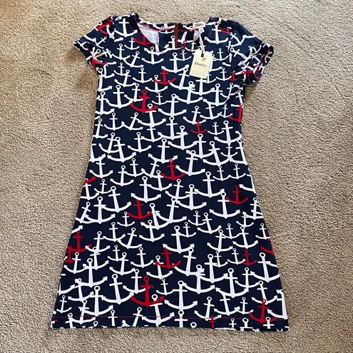 NWT Hatley Scattered Anchors Dress Blue Red White Size Medium