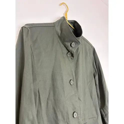 Club Monaco Hardy Top Shirt Jacket Size Small Olive Green Funnel Neck Linen