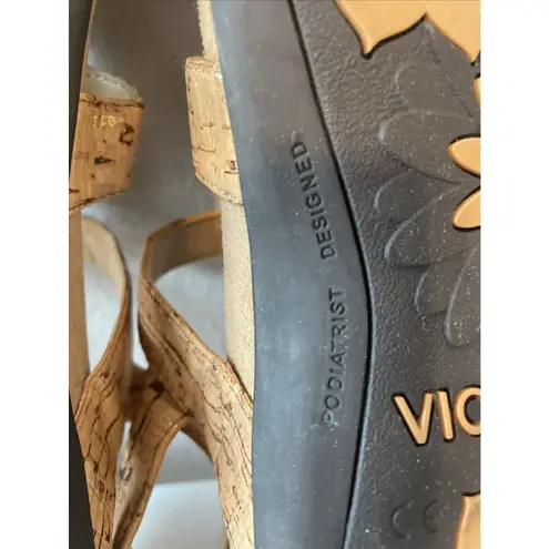 Vionic Women Sz 11 Amber Adjustable Sandal Ortho Arch Support Gold Cork Comfort