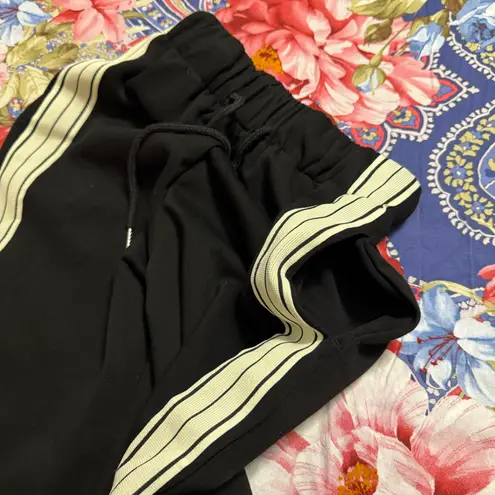 Two piece tracksuit crop jacket high waist pants track pants joggers 2 piece set Black