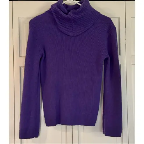 Mercer & Madison 100% Italian merino wool purple ribbed turtleneck sweater M Size M