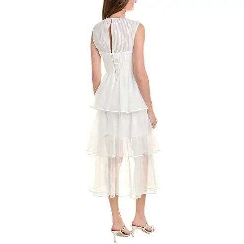 Jonathan Simkhai NWT Benton Tulle Plisse Midi Dress in White Size 4