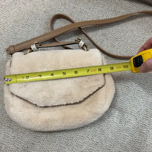 Maje Faux-Fur Satchel Crossbody Cream Bag