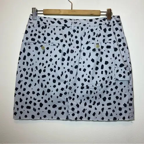 ATM NEW Leopard Animal Print Distressed Hem Mini Skirt Pale Silver Gray Sz 8 Black