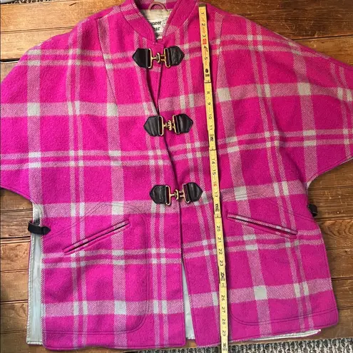 Vintage 70’s women’s rare Pioneer Wear Pink Plaid wool Women's Coat cape Tan Size L