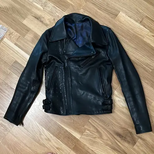 Black Genuine leather moto jacket