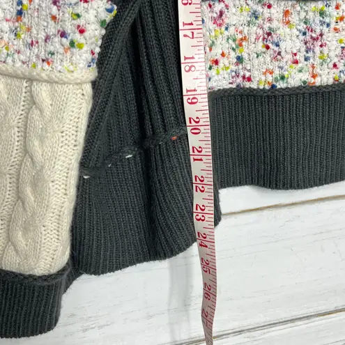 Mello Patchwork Sweater Colorblock Knit Henley Boho Size Small Gray