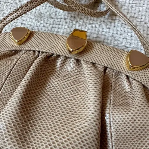 Susan Gail Vintage Cream/Tan Snakeskin Crossbody Purse