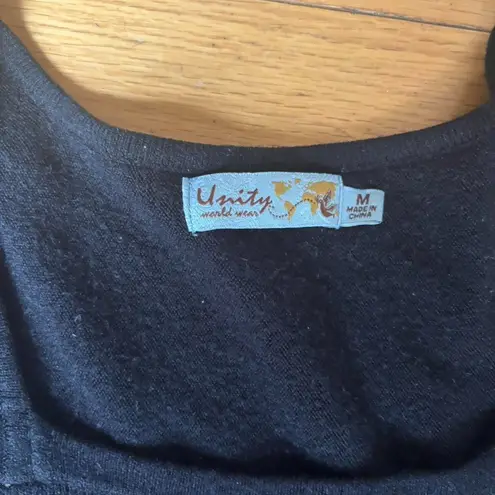 Y2K Black Whimsigoth Rhinestone Embellished Sweater with Square Neckline Size M