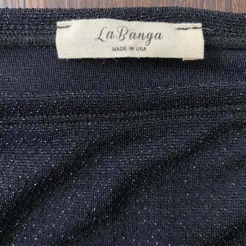 Early 2000's Whimsygoth Goth Grunge Black Glitter Off The Shoulder Crop Top S