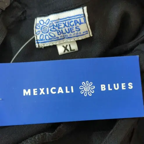 Mexicali Blues Smocked Scoop Neck Mini Dress Black Women XL NWT Bohemian Coastal