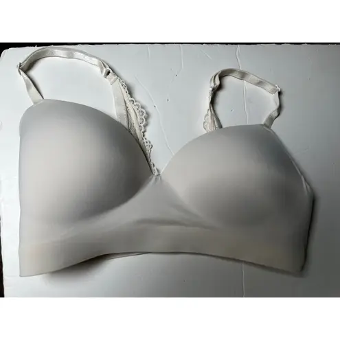 Soma Enbliss Wireless Bra 34C Lightly Lined Beige Lace Strap Comfort Stretch