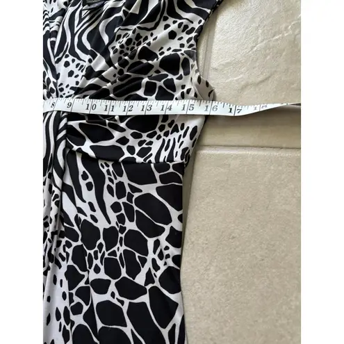 Vintage Glamour Dress Womens 6 Black White Abstract Maxi Party Resort 90s