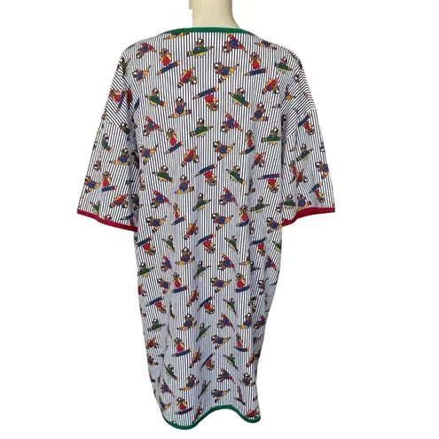 Vintage 90s Avon Christmas Pajama Dress Women’s Size M/L Teddy Bear Pencil Print Red Size L