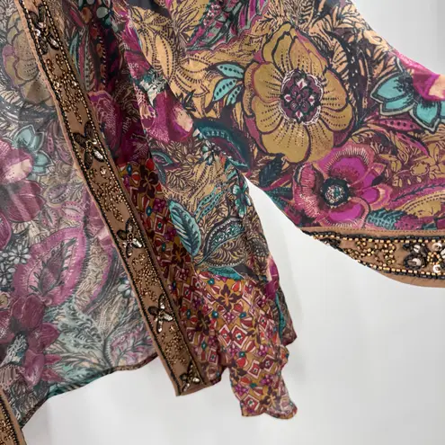 Soft Surroundings Ambrosia Topper Open Cardigan *size unknown Beaded Trim Kimono