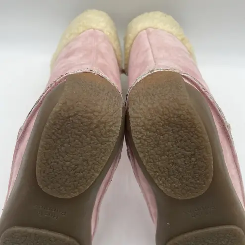 Hush Puppies  Womens 7 Boots Excursion Pink Suede Sherpa Lined Mid Calf Zipper