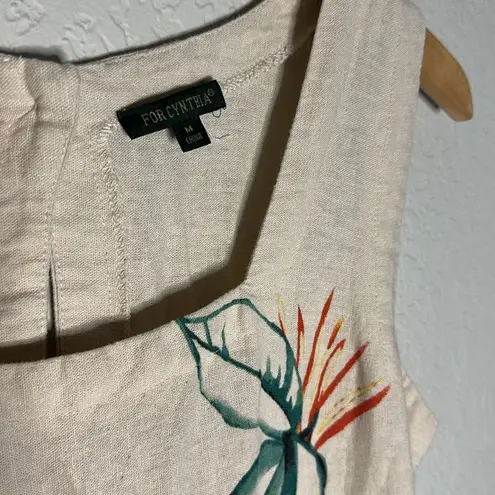 For Cynthia Painted Artsy Linen Dress Boho Sleeveless Artsy Summer Indie Europe Vacation