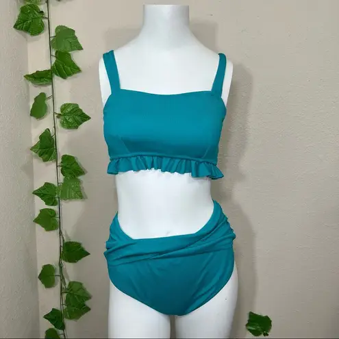 Cupshe  Teal New High Waist Bandeau Bikini