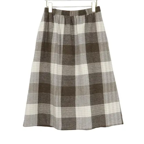 City Wear II 90s Vintage Brown and White Plaid Skirt A