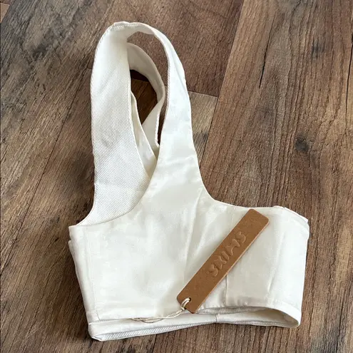 SKIMS New Bridal Silk Lingerie Corset Square Neck Top Ivory Size XS