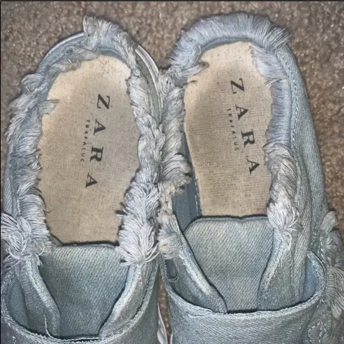 ZARA  blue denim distressed sneakers