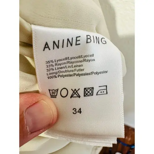 ANINE BING Women's Off-White Wide-Leg Front Zipper Lyra Trousers Pants Size 34