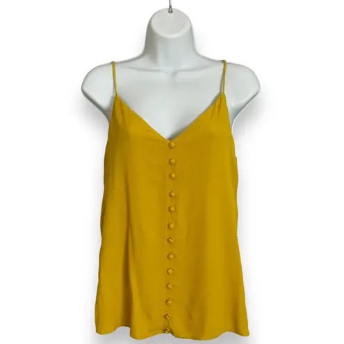 Allison Joy Yellow Cami Tank Top Crepe Fabric Covered Buttons Size XS Women - Image 3