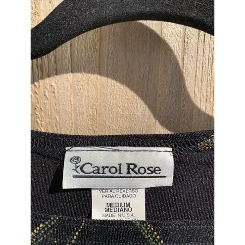 Carol Rose Women's Black Floral Dress Size medium Long Sleeve vintage