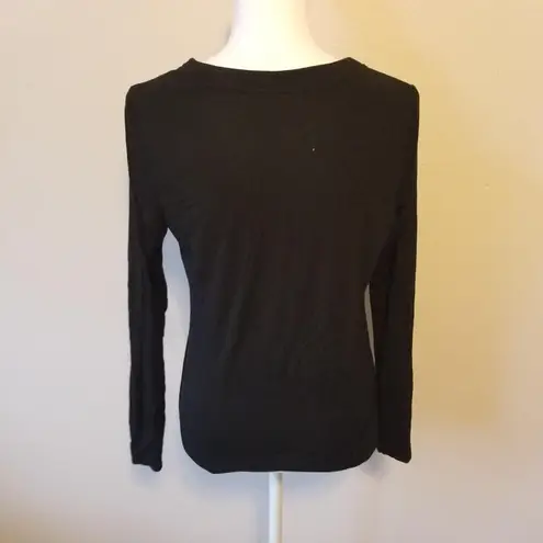Soma Womens Black Long Sleeve "Do Not Disturb" Top XS Rayon & Spandex Comfortabl Gold