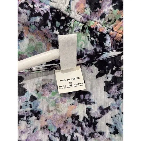 Badgley Mischka Womens Cover Up Black Abstract Sheer Beaded Blouson Swim Medium