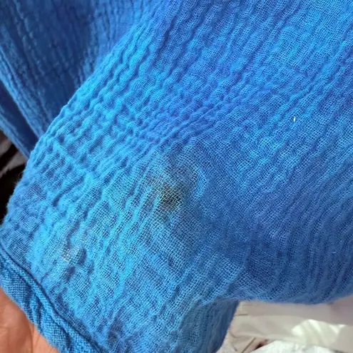 Oh My Gauze Women’s 2 Blue Tie Dye Minimalist Artsy High Low Top Tunic Lagenlook Size L