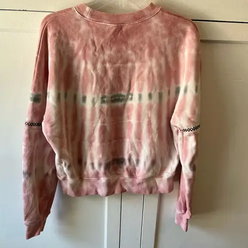 Something Navy Dollie Embroidered Tie Dye Pullover Sweater XS