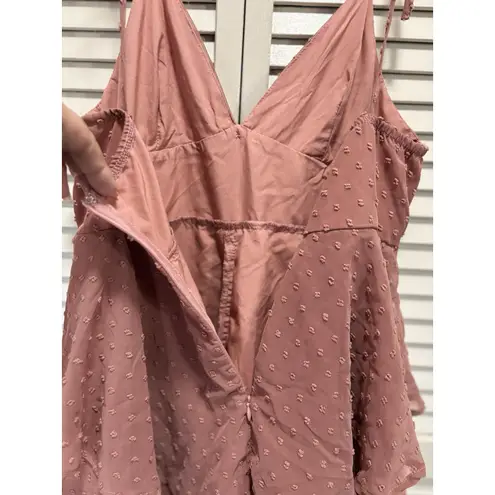 SheIn  Mauve Chiffon Romper Sheer Tie Straps Beads Lined Size‎ Medium Back Zip - Image 3