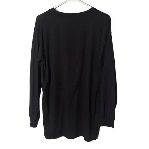 Revamped Black Oversized Long Sleeve Basic Simple Casual T-shirt Women Sz XS