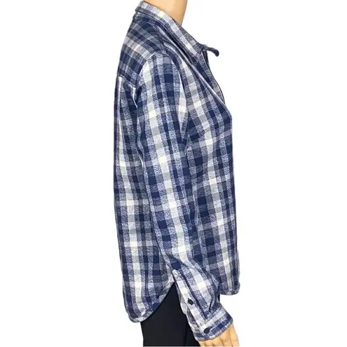 Toad & Co . “Bodie” navy and white plaid 1/2 zip shirt with pocket. Size XS. EUC