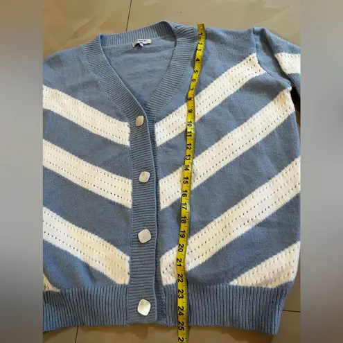 FRNCH Blue & White Open Front Lahlia Cardigan Size M Knitting long sleeves