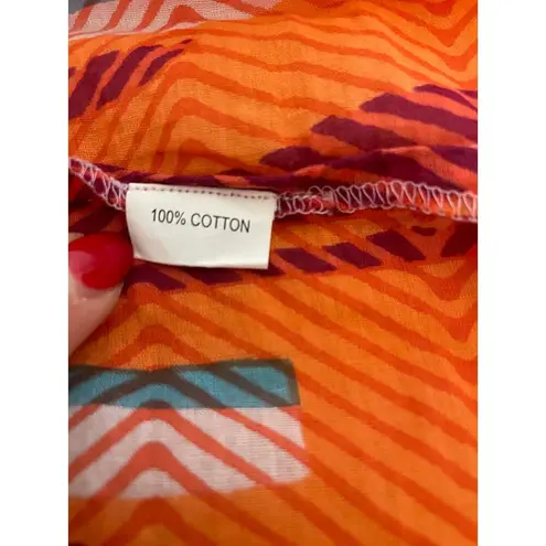 Antica Sartoria Positano Pink Floral Print Cotton Tunic Size Medium