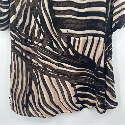 Nic+Zoe  Tunic Dress Animal Print Abstract Long Sleeve Black Cream Size Small