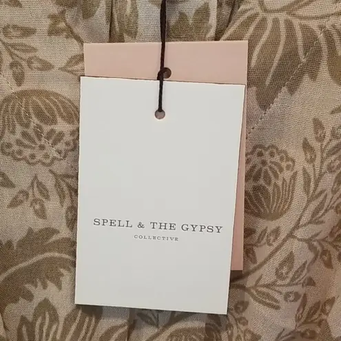 💕SPELL & THE GYPSY💕 Lioness Cap Sleeve Blouse Smoke M Medium NWT Tan