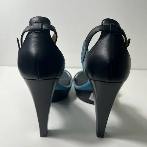 Tod's Sand Plat Gooma T105 Fasce Suede & Leather T-Strap Platform Sandal Heels