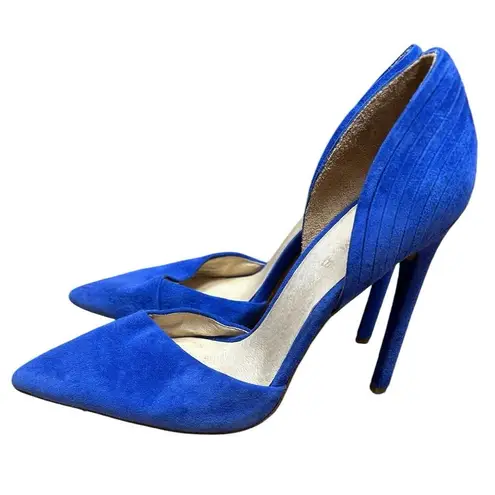 L.A.M.B. Faith Royal Blue Suede Criss Cross Stiletto Pumps - 9.5