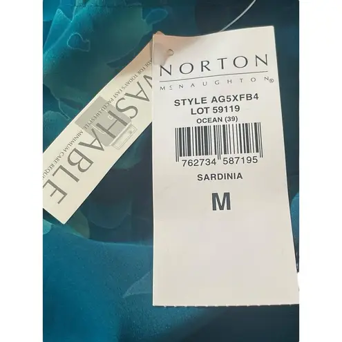 Norton Mcnaughton VTG Blue Floral Sleeveless Maxi Slit Tie Back Slip Dress M NWT
